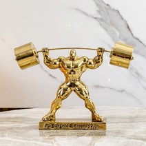 황동 보디빌더 조각상 헬스장 사무실 개업선물 금장, 레진 화이트 올 아웃 헤라클레스 장식