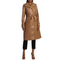 ELIE TAHARI 엘리 타하리 Vegan 레더 Trench Coat - SADDLE 227217