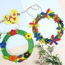 5인세트 어르신 공예수업 실버미술 클레이 꽃 리스만들기 창의력발달 DIY 노인대학