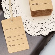 크라프트 옷택 100p세트 의류 행택 제품택 의류 라벨 행택 옷 거는 텍 끈, 옷가게택