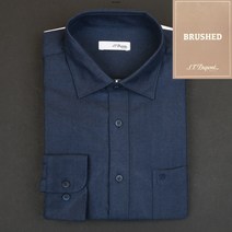 듀퐁셔츠 SE2FM12LS731SNY 비지니스 라인 네이비 솔리드 겨울용 도톰한 캐주얼 기모 남방 일반 핏 셔츠