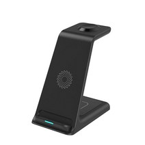 25W 3 인 1 Qi 무선 충전기 스탠드 애플 워치 7 SE 6 5 4 에어팟 3 프로 아이폰 13 12 11 XS XR X 8 고속, 3 in 1 Black