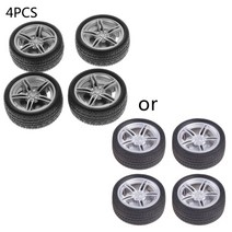 4pcs Simulation Rubber Wheel Tire Wheel Toy Model DIY RC Spare Parts, Black