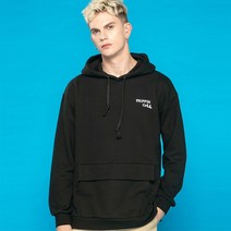 트리핀셀 아노락 스타일 후드 티셔츠 배색 anorak 자수 hoodie 블랙 후드티