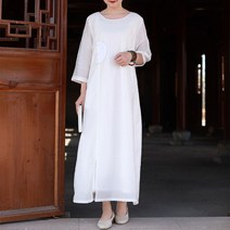 흰원피스 어지럽다 있다 강남 여성 신선 A라인 슬림핏 단아한 에스닉 무드 하프기장 1815958175