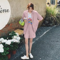 위위브렌 여성 투피스 자켓 반바지 세트 셋업 정장 캐주얼