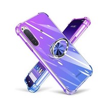 Sony Xperia 1 IV 케이스 링 클리어 TPU 내충격 투명 차재 홀더 스탠드 기능 그라데이션 슬림 소니 익스페리어 iv 커버 전면 보호 360 회전 경량 실리콘 황변 방지, 소니 엑스페리아 1 IV, 퍼플+블루