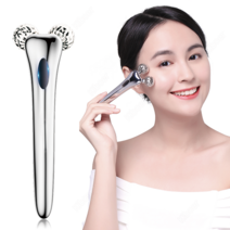 Kiboer 롤러 마사지기 v라인 미용기 플래티넘 코팅 롤러 V라인 리프팅 수딩 마사지 태양 에너지 미세 전류, 1개