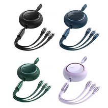 베이스어스 100W 브라이트 미러 3in1 데이터 고속충전 케이블, 퍼플