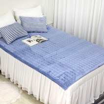 침대패드 카페트 밍크 극세사 5mm 슈퍼싱글 퀸 킹 레옹, 블루