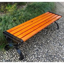 나무색 철재 평의자 야외 공원벤치 150cm, 오렌지색150cm