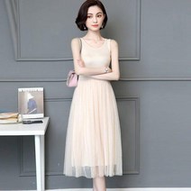 MeetU hanxuan 여성 봄 여름 빅사이즈 민소매 레이스 이너 레이어드 원피스
