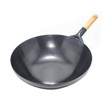 중화요리 철 북경팬 튀김팬 볶음팬, 나무손잡이30cm, 1개