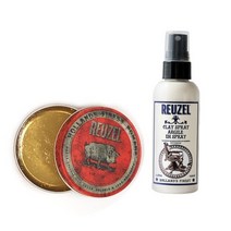 263642 REUZEL 레드 수성 포마드 4oz 113g + 클레이 스프레이 100ml Red Pomade 4oz + Clay Spray 100ml, 1개