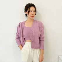 퍼니걸스 9674 니트 나시 브이넥 가디건 세트룩 여성의류