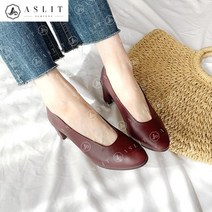 [애슬릿] 국내 생산 천연 양 가죽 미들 힐 펌프스