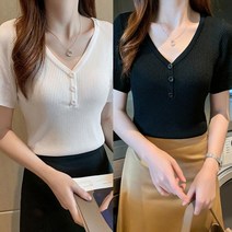 베베디 여성용 버트스II 브이넥 반팔티 2P