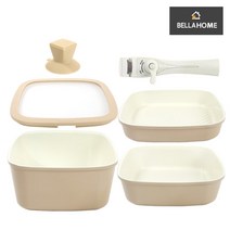 벨라홈(BELLAHOME) [벨라홈]IH 인덕션 사각냄비+멀티핸들 5종세트(CN8807), 색상:블랙
