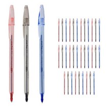 빅 오렌지 NS 파인트 볼포인트 펜 0.7mm 블랙 12p + 블루 12p + 레드 12p, 혼합 색상, 1세트