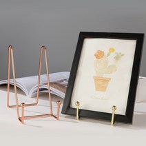 홈시그널 고급 사진 액자 거치대 메뉴판 받침대 테블릿 받침 금속 인테리어 소품, 2. 핑크 골드 거치대 A(Small)
