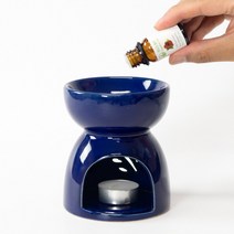 쟈니스헬리 아로마오일 버너 꽃무늬 도자기 100ml 수조, 블루 오일버너