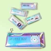 [iwoori] 5000 애니멀 홀로그램필통 BEAR 투명 필통 파우치 랜덤발송