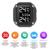 TPMS센서 타이어공기압 모니터링 M5 바이크 오토바이 TPMS 무선 모터바이크 타이어 압력 경보 시스템 2 개의 외부 센서 LCD 컬러풀 디스플레이 바퀴 공기압