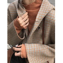 C.ONLIE SHOP여성 겨울 체크 후드 떡볶이 자켓 캐주얼 코트 HAT619 트위드자켓 청자켓 크롭자켓