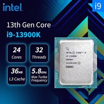 인텔 코어 I9-13900K i9 13900K 13 세대 CPU Processor24-Core 32 스레드 LGA1700 프로세서 액세서리 오버클럭 팬 없음, 한개옵션0