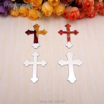 붙이는거울 아크릴 거실 욕실 거울 크로스 스티커 레이저 절단 십자가 웨딩 파티 호의 홈 장식 20 개, Gold-Style B_5cm height