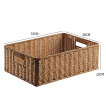 Z3JC 핸드메이드 등나무 모조 심플 간식바구니 주방수납바구니, 라이트카멜37*26*H12cm