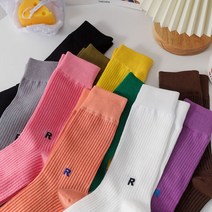 여성 패션 캔디컬러 R중목 무지 골지양말-5p한세트