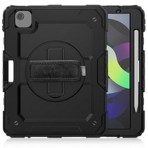 태블릿 360 회전 핸드 스트랩 чехол ipad air 4 2020 보호 커버용 킥스탠드 실리콘 태블릿 케이스, 협력사, 검은 색