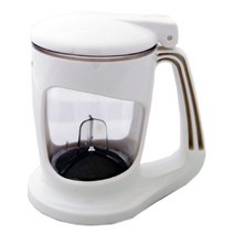 티백주전자 녹차주전자 커피티팟 열탕기 버튼식 티포트 500ml 티메이커 찻주전자 다관, 검정