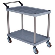 이단 서빙카트 식당카트 플라스틱 호텔 병원 백화점 마트 식당 학교 운반구 이동식 운반 대차 구르마 유한캐스터 무소음 YPG 회색, 대, 인라인 무소음