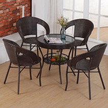 라탄야외의자 4인용 테이블세트 의자4개 포함 야외용, 의자 2개 테이블 1개 색상