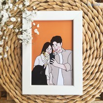 하경그리다 커플 일러스트 액자 라인드로잉 선물 기념일 사진 배경화면 맞춤제작, 단순하게, 원본만(액자x), 2명