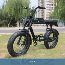 부강샵 전기이륜차 전기 자전거 레트로 E-BIKE 20*4.0 인치 48V 1500W 18Ah S3RX 배터리 크로스 컨, 02 Black, 02 500W18Ah