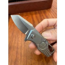 공구 접이식 미니 키 체인 포켓 나이프 새틴 M390 블레이드 티타늄 합금 핸들 전술 EDC 생존 도구 프러트, 01 Grey handle, 01 Grey handle