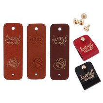 뜨개용 털실 니팅 라벨 태그 반접는 가죽라벨 핸드메이드택, 추가안함, 레드브라운 골드