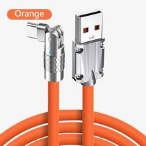 C타입 마이크로 USB 조명 120W 고속 충전 데이터 케이블 화웨이 호환 삼성 호환 180 ° 회전 실리콘 외부, 03 주황색_04 1.8m For Micro USB