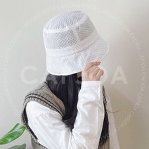 마름모 레이스 버킷햇 여성 봄 여름 벙거지모자