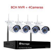 영어 설명서 Techage 8CH H.265 3MP 무선 카메라 시스템 오디오 레코드 Wifi IP 카메라 실외 방수 CCTV 영상 안전 모니터링 장치, 체코 공화국, 없다, 화이트 8CH 4 카메라.