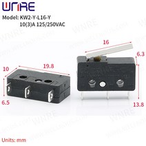 리밋 스위치마이크로 스위치 구리 접점 125250V 23Pin 미니 리미트 퀵 버튼, 05 KW2-Y-L16-Y_01 5pcs