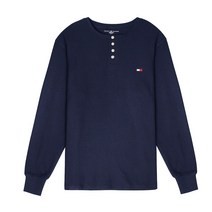 타미힐피거 써말 슬립 헨리 와플니트 긴팔티 네이비 남자 여자 긴팔 티셔츠 09T4076-410