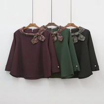 코지 여자 우아한 오브제 스카프 진주장식 블라우스