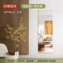 부착형거울 붙이는 노프레임 전신거울 원룸 드레스룸, ., ., 직각 방폭 40cm 트리플 스티커
