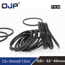 오링 o-ring 검정색 FKM 고무 O-링 씰 OD52/54/55/56/58/60/62/65/68*3mm O 링 개스킷 내유성 연료 씰링 와셔 1 개, 54x48x3mm, 1pieces