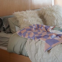 전자파 차단 극세사 블랭킷 무릎 담요 임산부 임신 축하 선물 체크 패턴_라벤더 웨이브