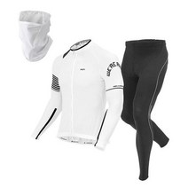 MCN 라이더 화이트 긴팔+9부바지+마스크 자전거의류